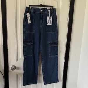 NWT Wax Jean Dark Blue Wide-Leg Cargo Jeans